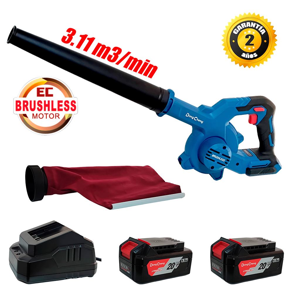 Sopladora Aspiradora Inalambrica Dongcheng DCQF32 20V 2Bat x 4Ah Brushless